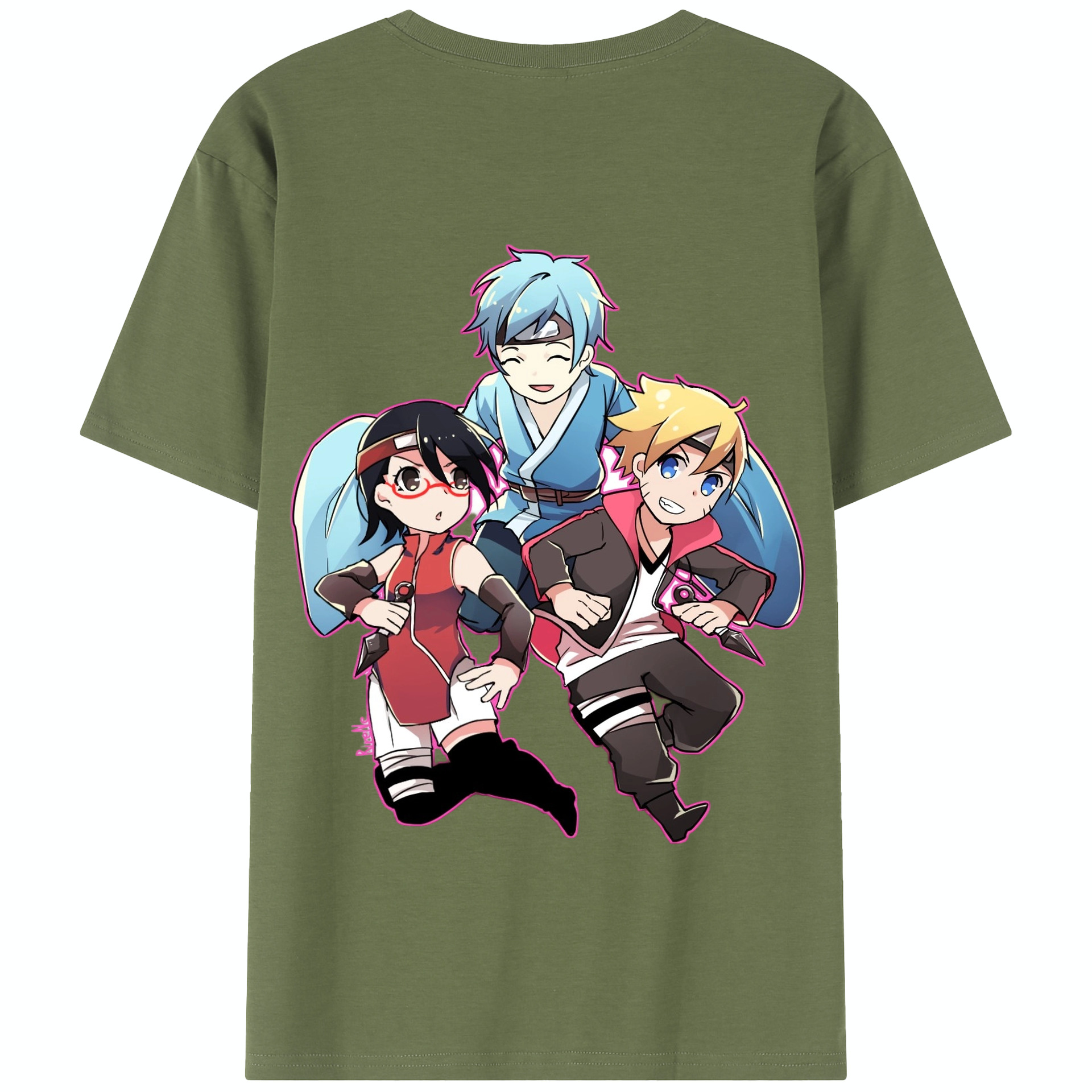 （画像用） NARUTO -ナルト- うちは サラダ Uchiha Sarada 綿100％半袖Tシャツ（背面プリント）